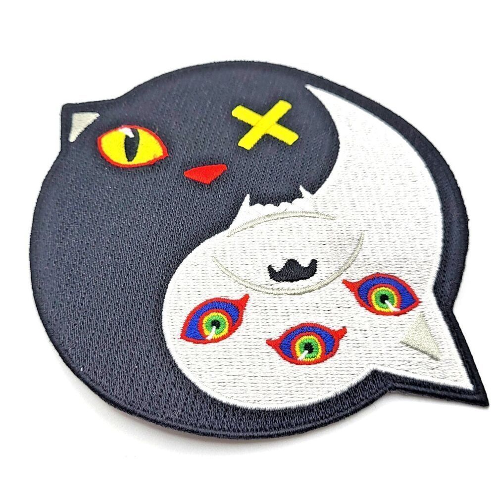 Meow Wolf Yin Yang Iron On Patch Applique 4.5in dia